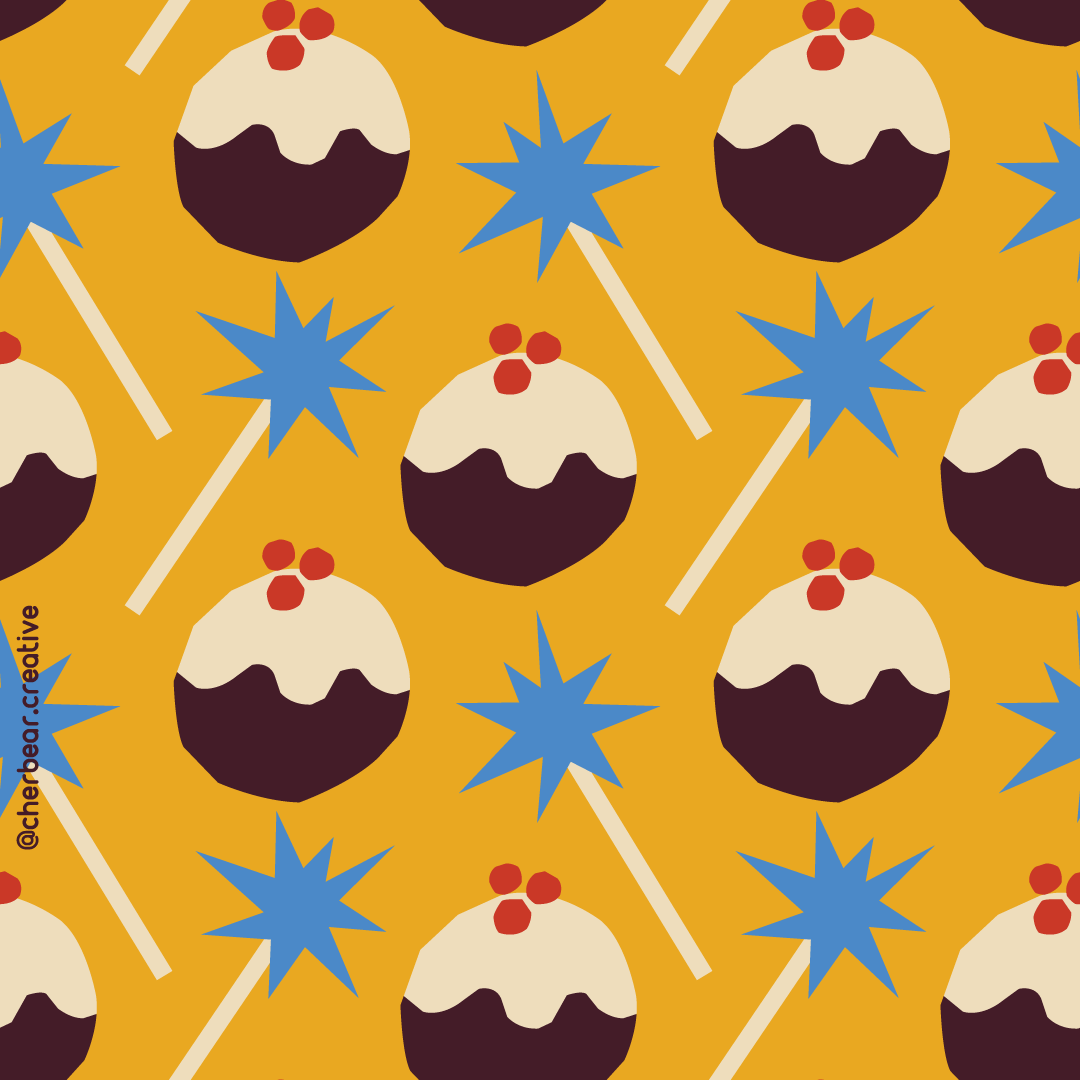 Christmas Pudding pattern cherbear studio