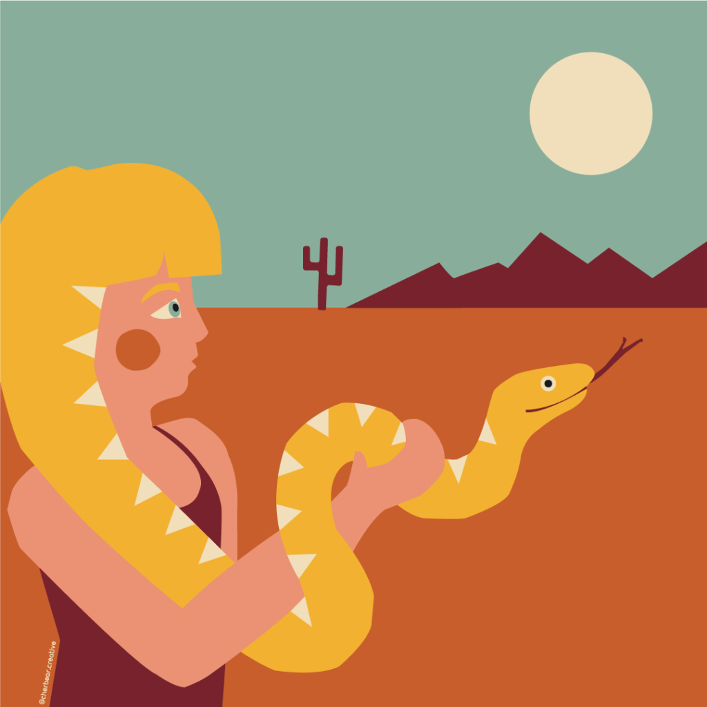 Freelance Illustrator - Cherbear Creative Studio - Girl and Snake Illustration
