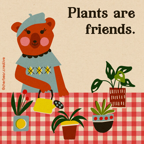 Bear and Plants Illustration by cherbear creative studio