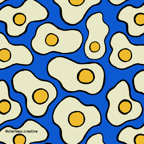 Fried Eggs Pattern by Cherbear Creative Studio