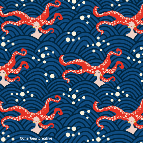 Kraken Pattern by Cherbear Creative Studio