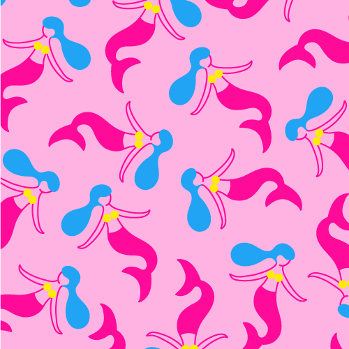 Freelance Illustrator - Cherbear Creative Studio - Pink Mermaids Pattern