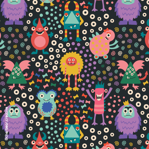 Monsters Pattern by Cherbear Creative Studio