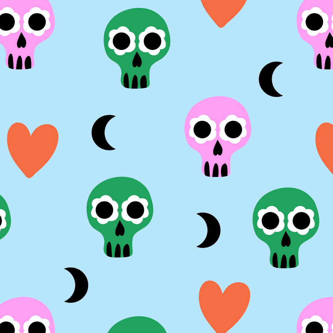 Freelance Illustrator - Cherbear Creative Studio - Skulls Pattern