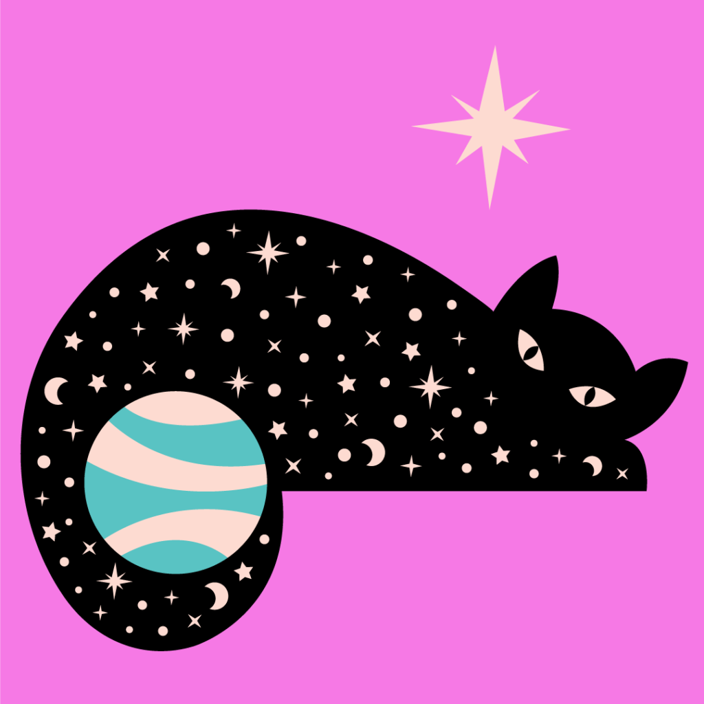 Freelance Illustrator - Cherbear Creative Studio - Space Cat Illustration