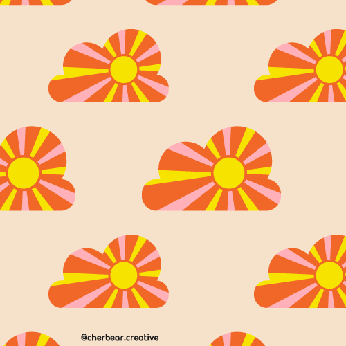 Sunshine Clouds Pattern by Cherbear Creative Studio